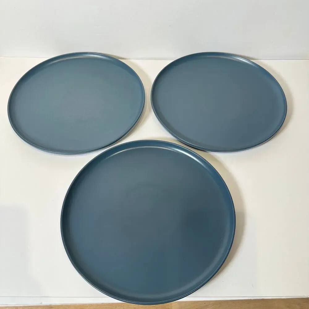 Crate & Barrel Stoneware Vista Matte Blue Dinner Plates 10 3/4